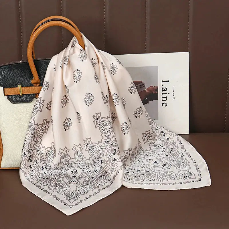 Luxe Silk Satin Square Scarf Silk Feel Finish Versatile Fashion Wrap For Shawl Hijab Neckerchief Hair Ribbon Headband