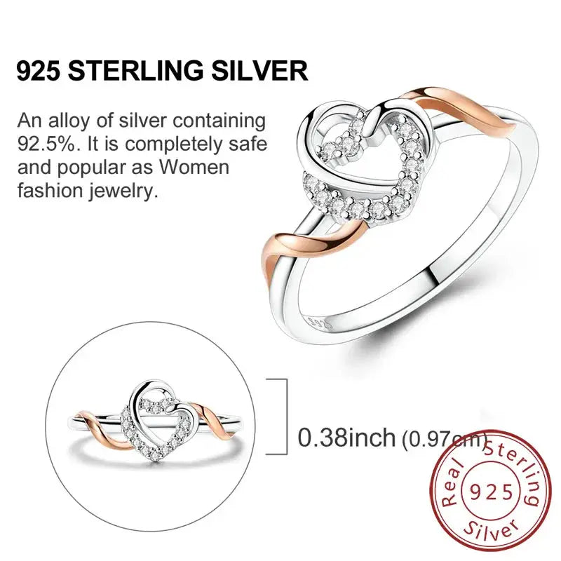 925 Sterling Silver Rings Bow Heart Star Sun Moon Zircon For Women Jewelry Birthday Anniversary Gifts