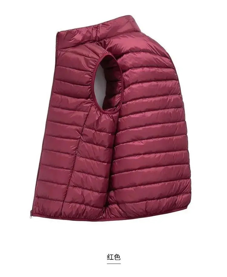 Simples Market men's maroon cotton-padded sleeveless vest with stand collar