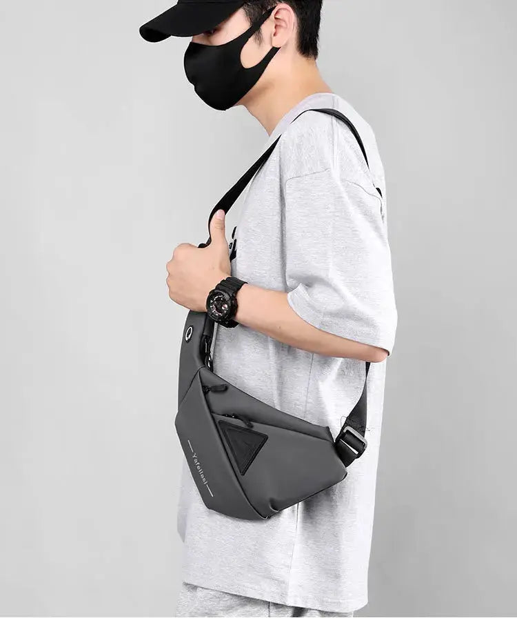 Simples Market dark gray sling chest bag, compact crossbody messenger for men