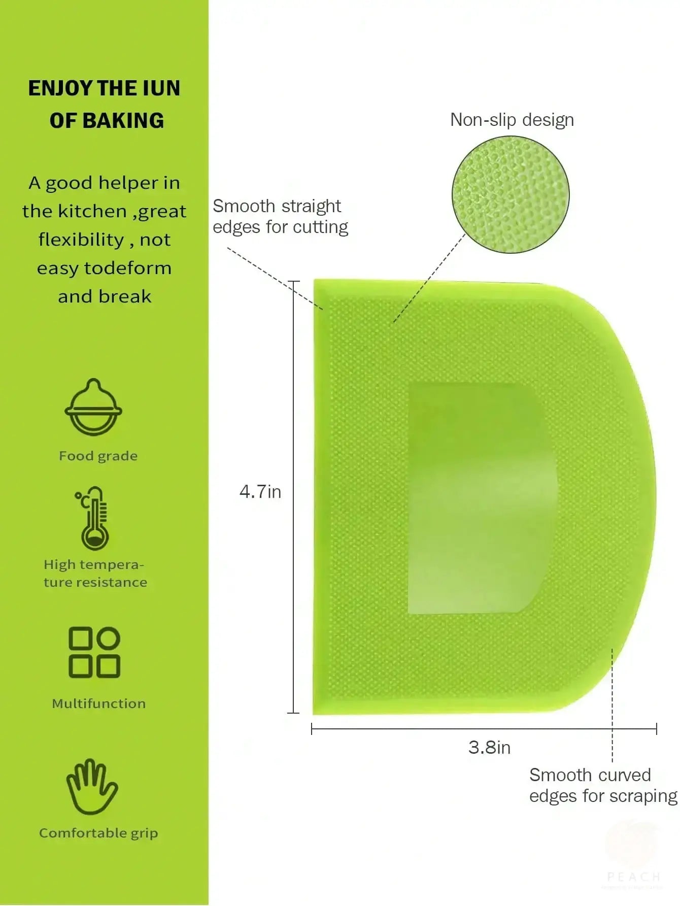 Two Piece Dough Scrapers Set Food Safe Plastic Flexible Bench Scrapers for Bread Dough Pastry Multipurpose