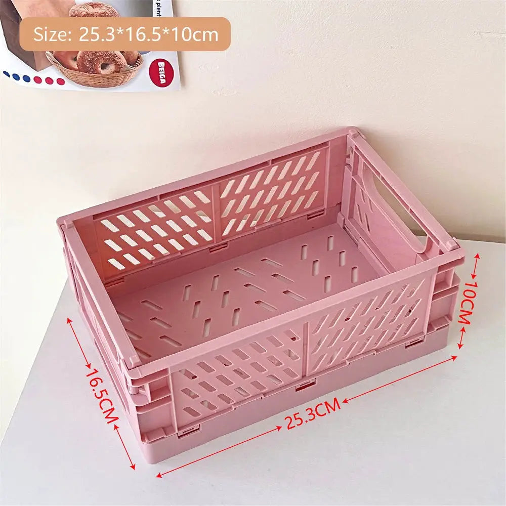 Collapsible Plastic Folding Storage Box Basket Desk Organizer For Home School Office Cosmetic And Accessories