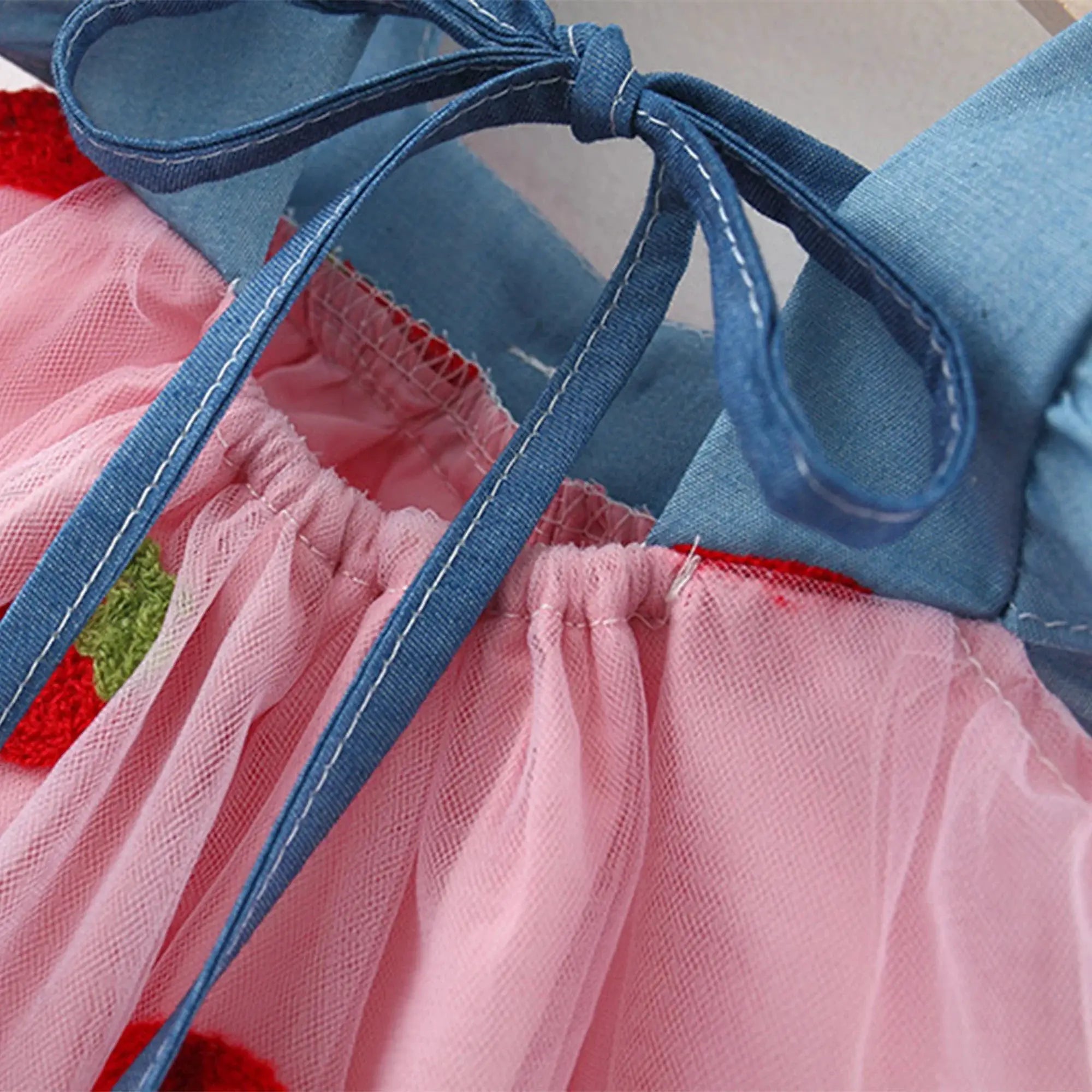 Baby Girl Dress Summer Cherry Mesh Beach Outfit 0 To 1 Years Cotton Comfortable Cute Clothes