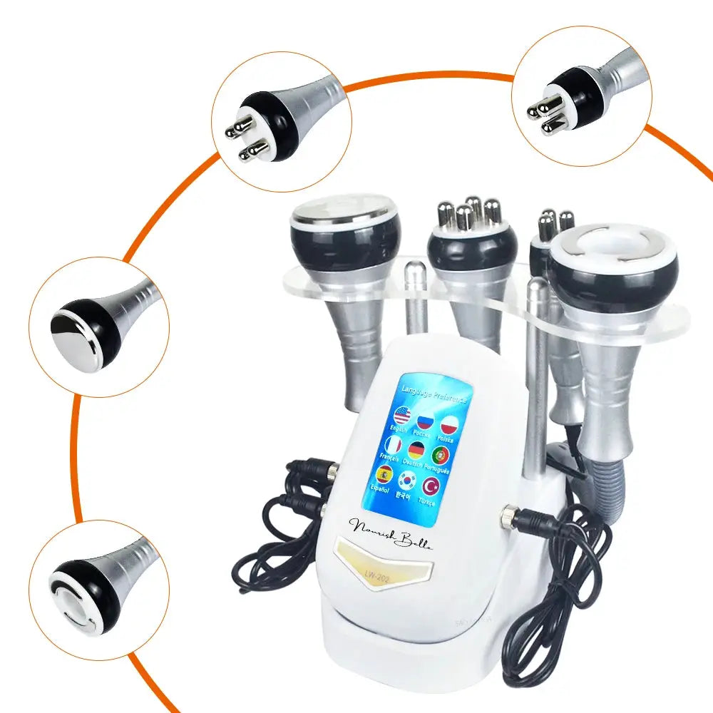Simples Market 4-in-1 cavitation body slimming machine with multiple suction heads and touchscreen display