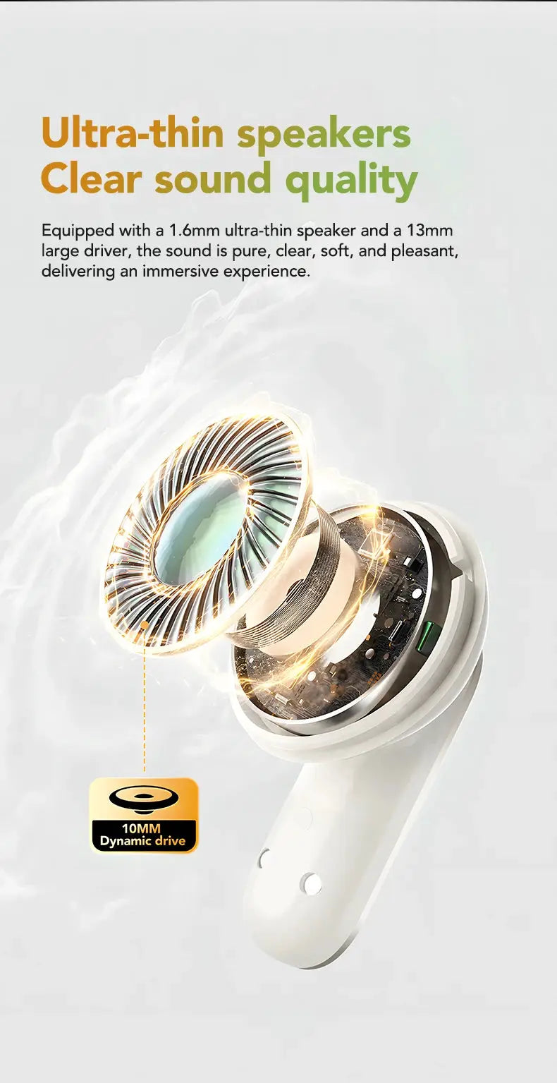 HTC NE48 TWS wireless earbuds, white with 10mm dynamic drive badge