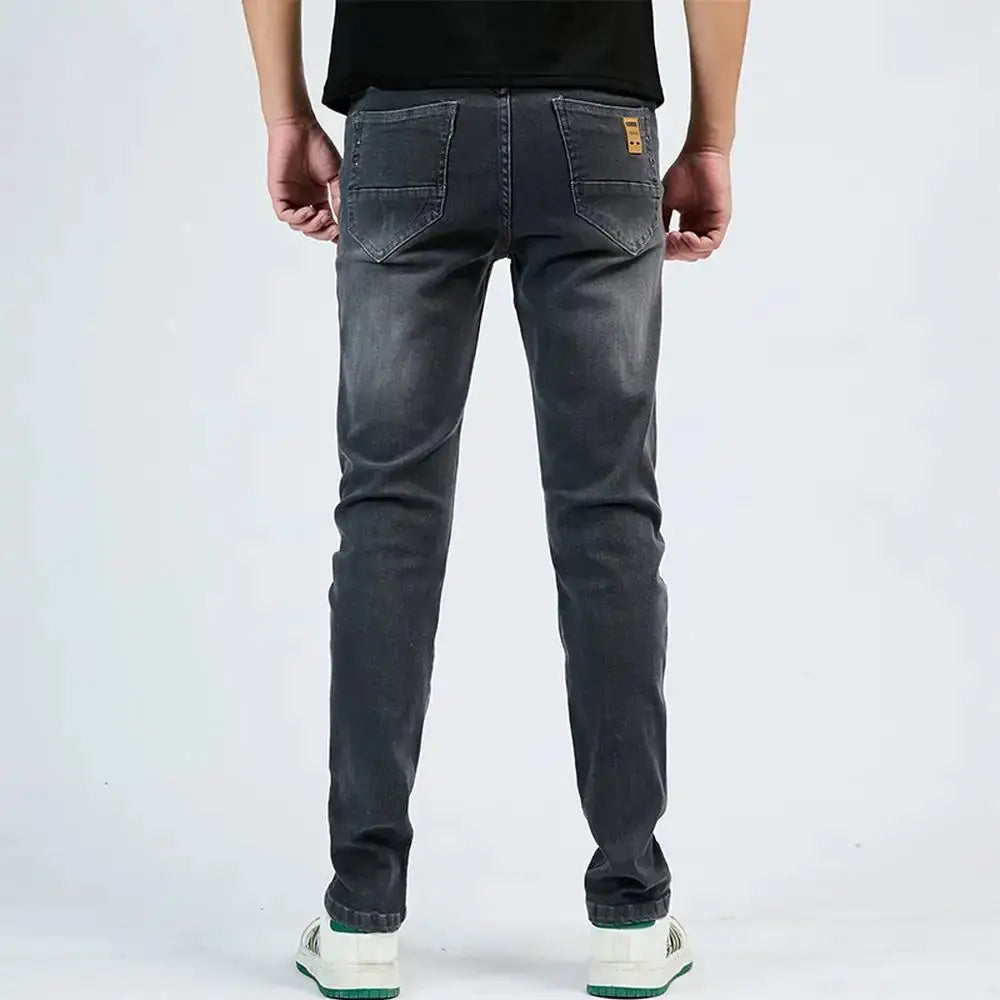 White Slim Fit Straight Jeans For Men 2025 Casual Stretch Denim Pants