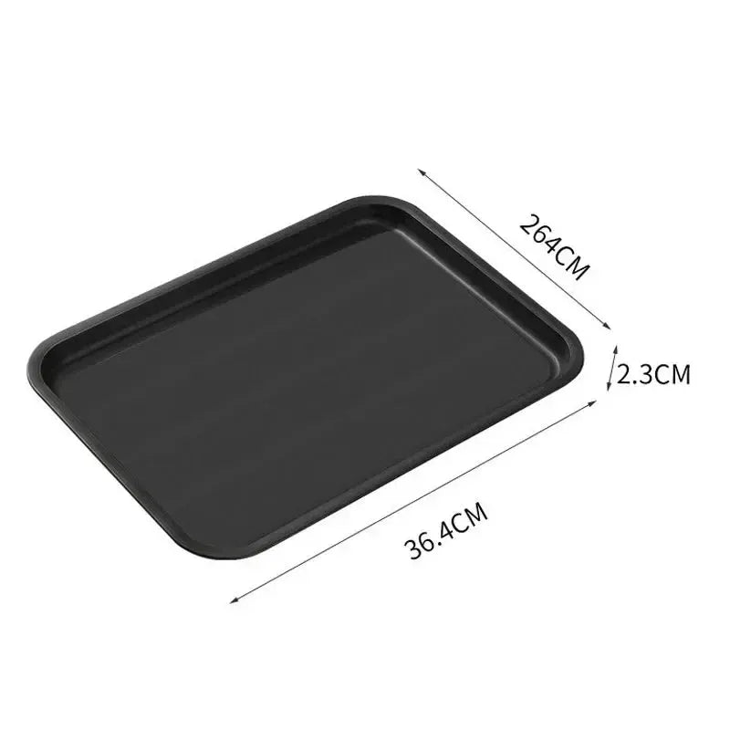 Heavy Duty Black Rectangular Serving Tray Non Slip Surface Grade