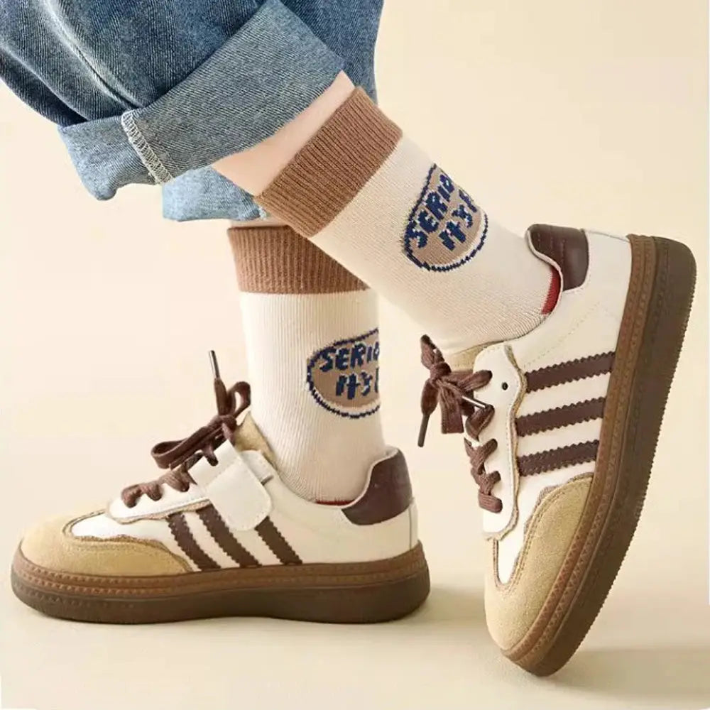 5 Pairs Boys Cartoon Puppy Mid Length Socks For Autumn And Winter Versatile Kids Socks Set