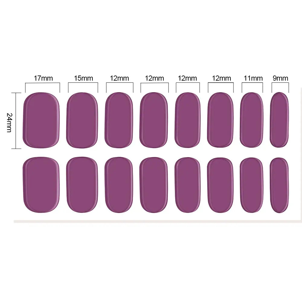 Simples Market purple gel nail wrap stickers set, full-cover decals, 18 pieces in assorted sizes