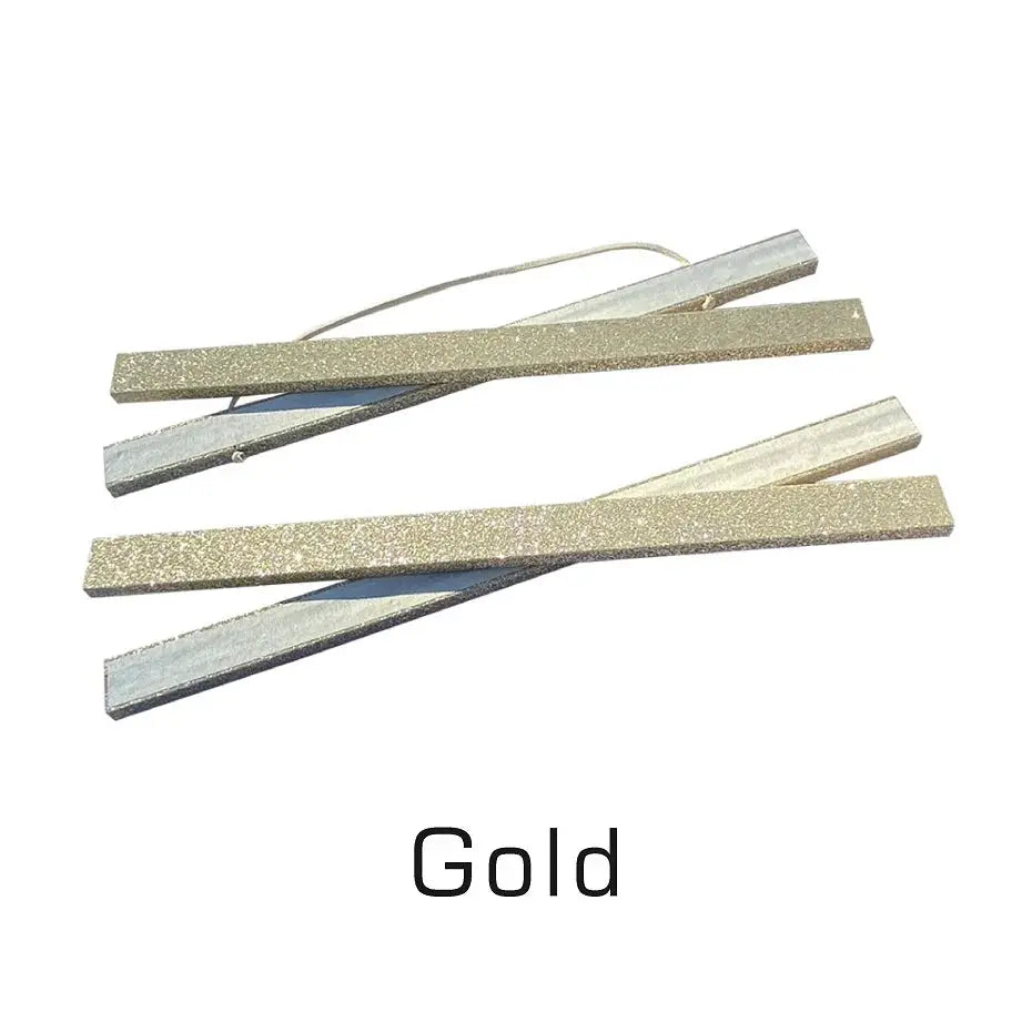 Gold glitter wooden magnetic painting frame strips; set of several with hanging cord