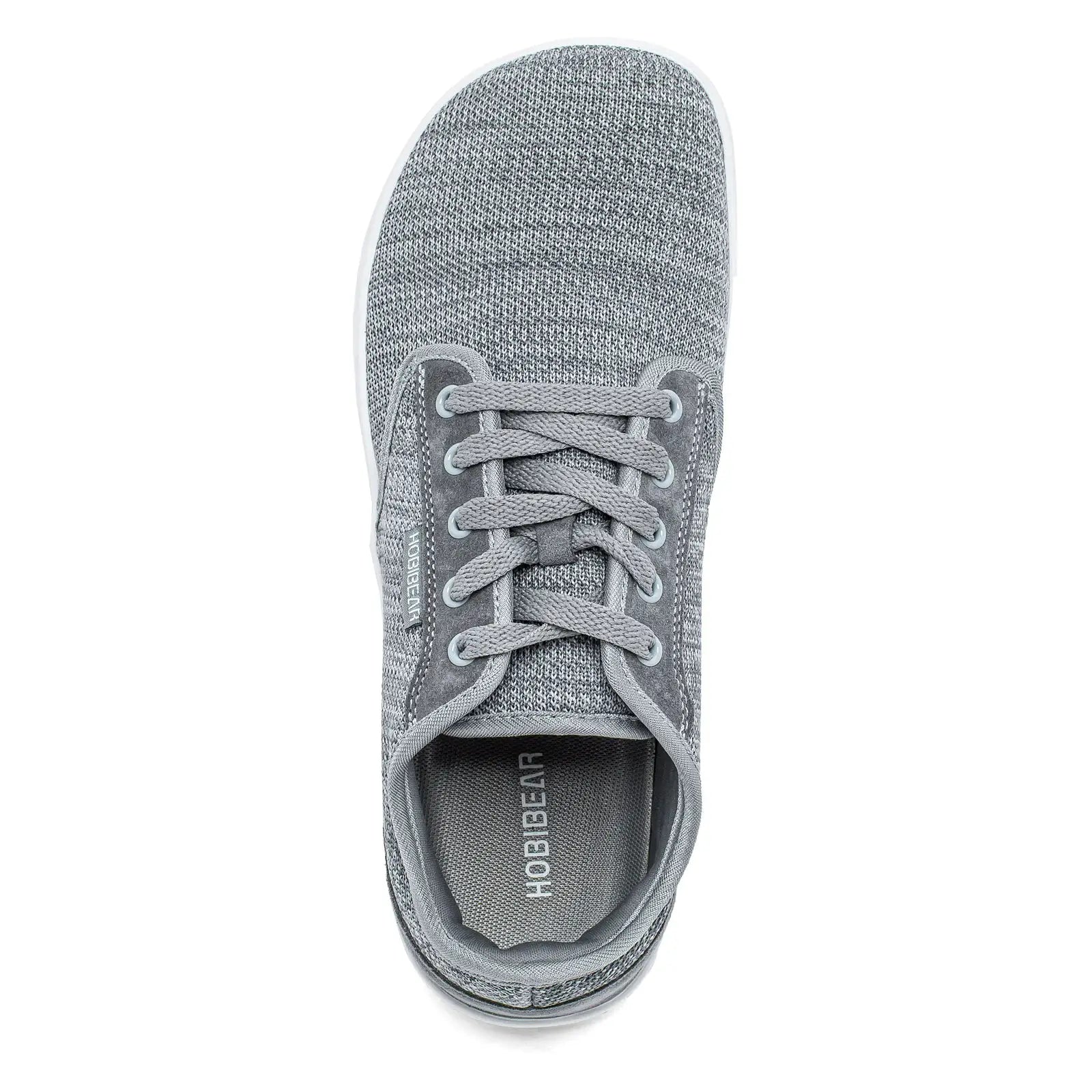 HOBIBEAR barefoot sneaker in grey knit, lace-up, unisex wide width