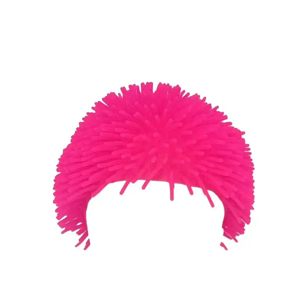 Spiky ball prank hat in bright pink with soft TPR spikes; unisex Halloween cosplay headwear