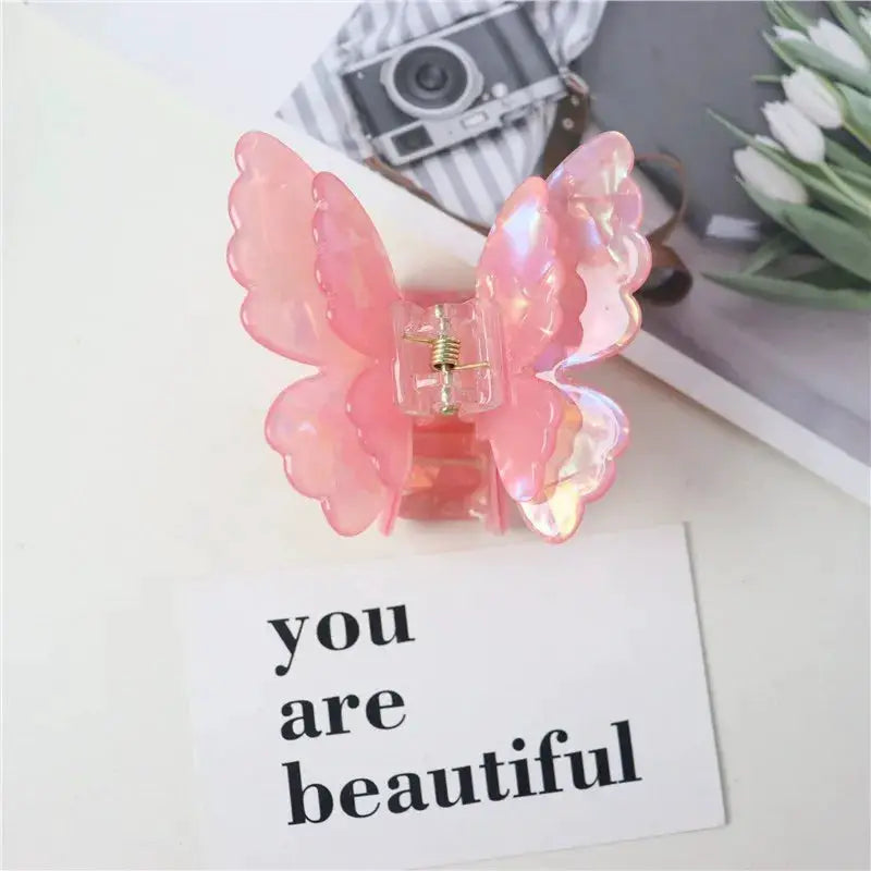 Colorful Butterfly Hair Clips For Women And Girls Pearlescent Fairy Gripper Clips Beach Summer Accessories