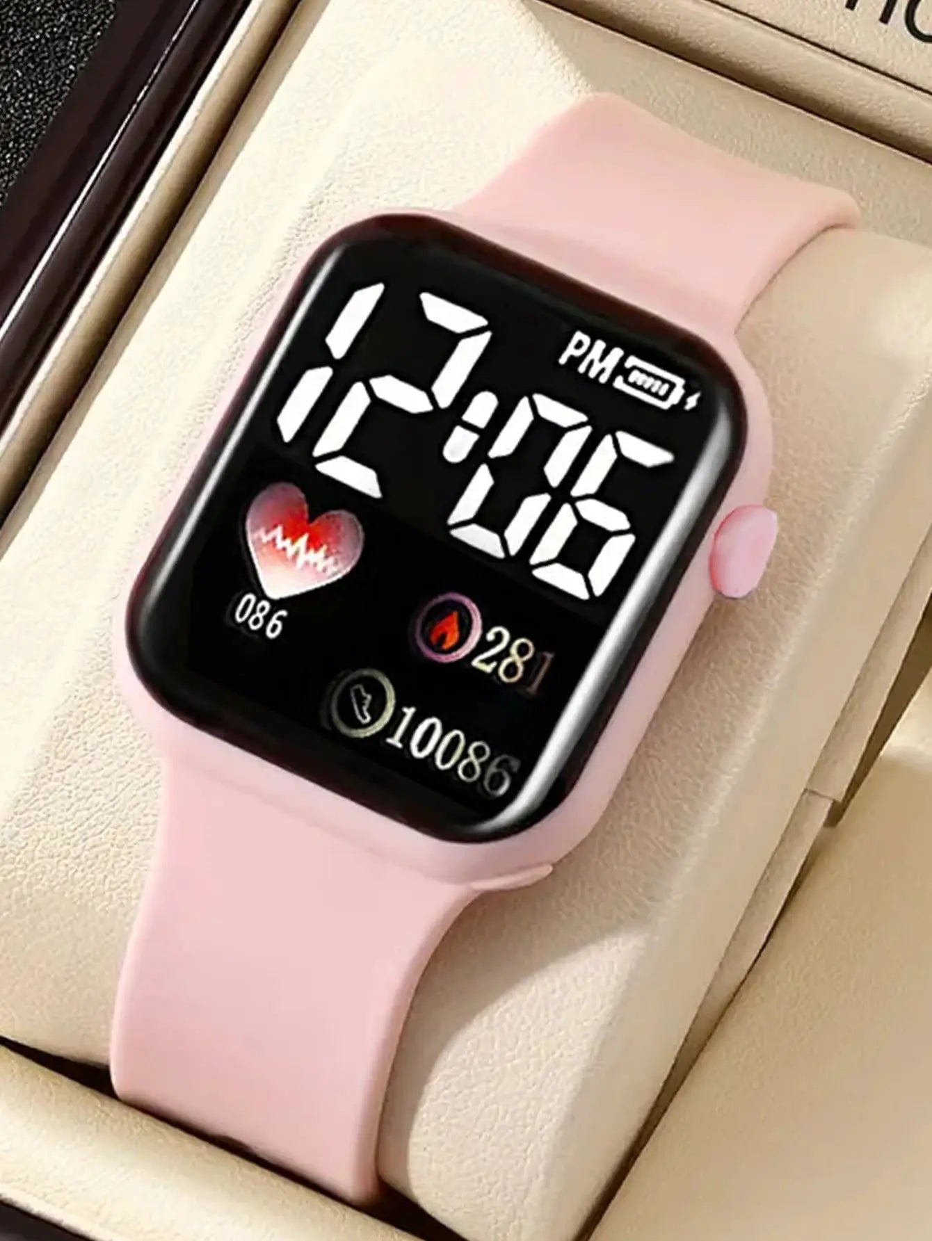 Love Pattern Electronic Watch With Butterfly Accessories Set Birthday Gift For Fashionable Everyday Wear