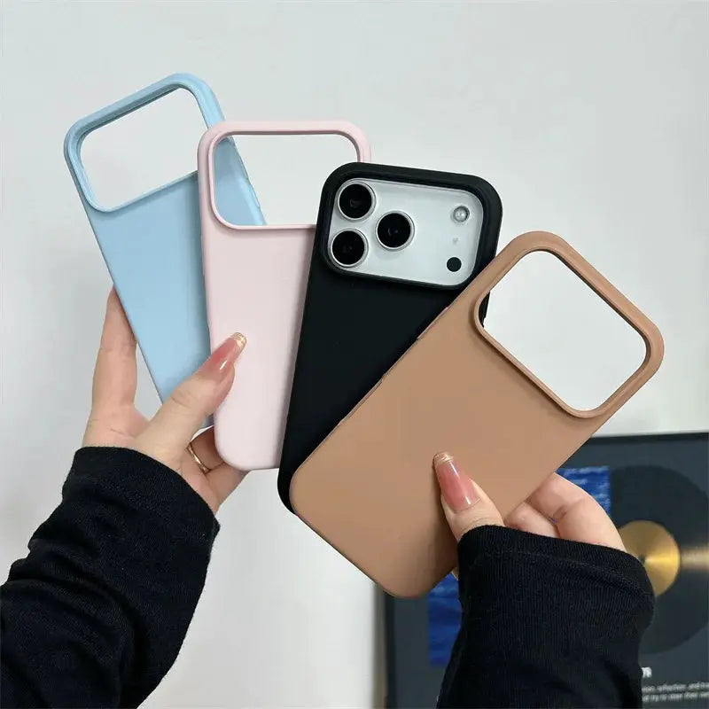 Simples Market magnetic liquid silicone cases for iPhone 17 series in blue, pink, black, beige (4-pack)
