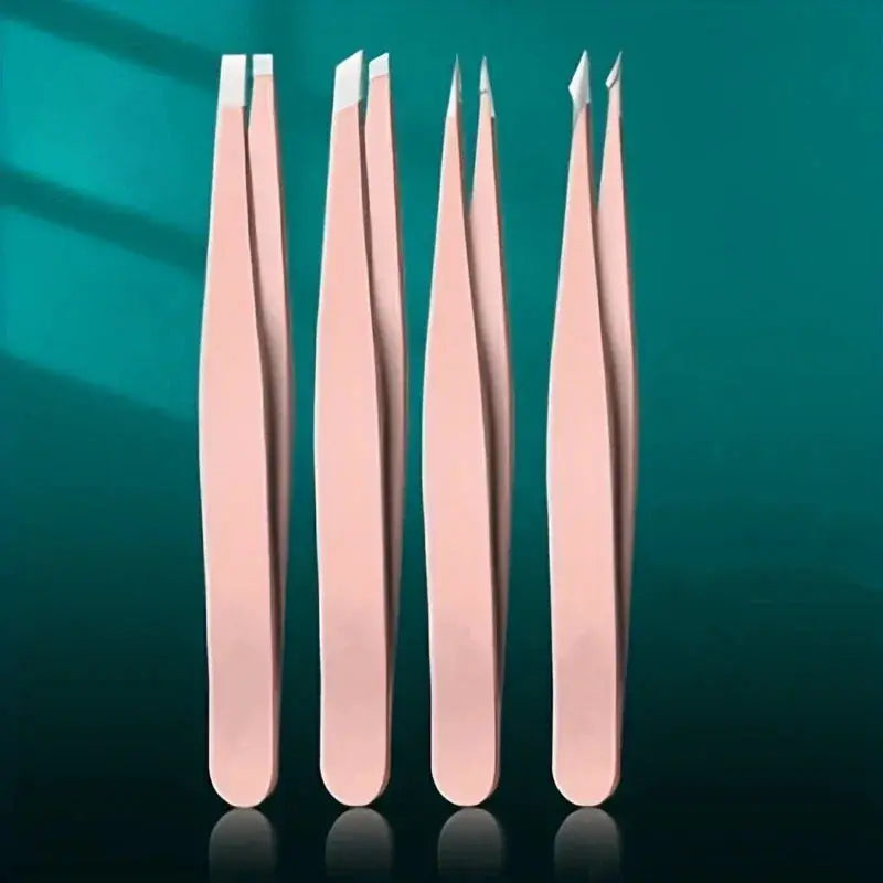 OLOEY 4 Piece Professional Eyebrow Hair Removal Tweezers Set Stainless Steel For Effortless And Precise Grooming