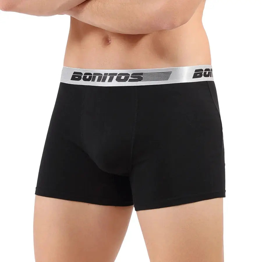 Men's black cotton boxer shorts with silver Bonitos waistband