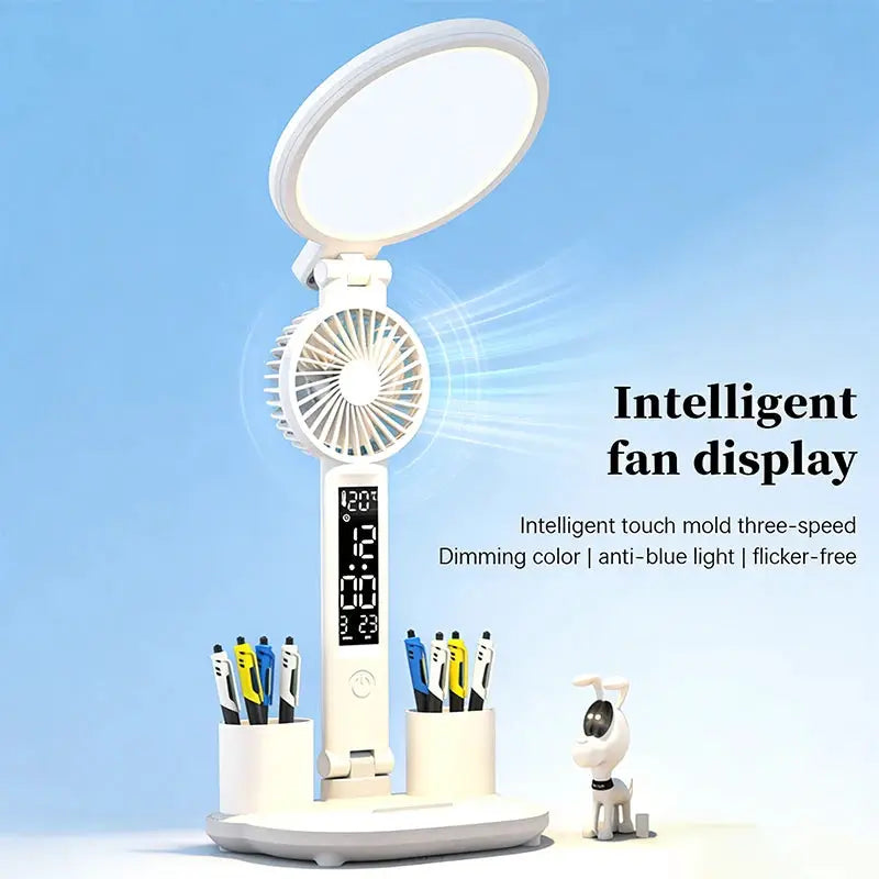 LED Clock Table Lamp by Simples Market, white 2-head foldable desk lamp with digital clock display