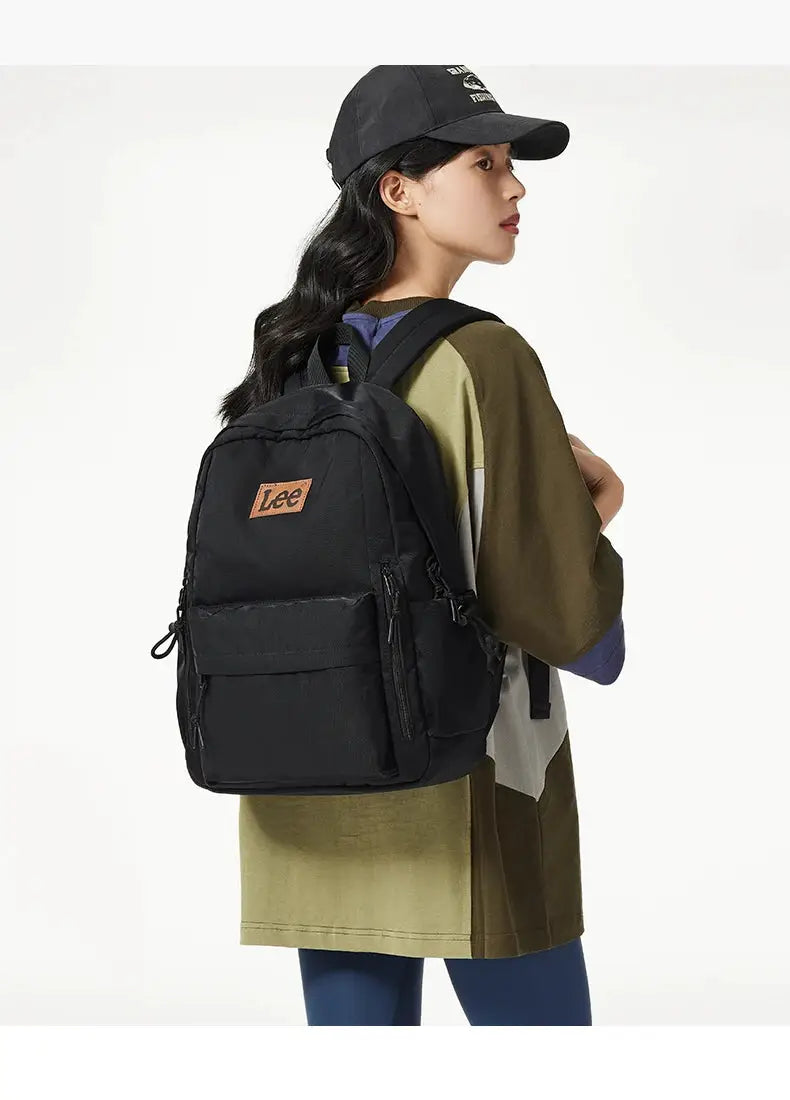 LEE lightweight 16-inch laptop backpack in black with front zip pocket