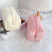 VelvetNest Plush Makeup Bag Soft Velvet Material Barrel Shaped Portable Travel Cosmetic Storage Organizer