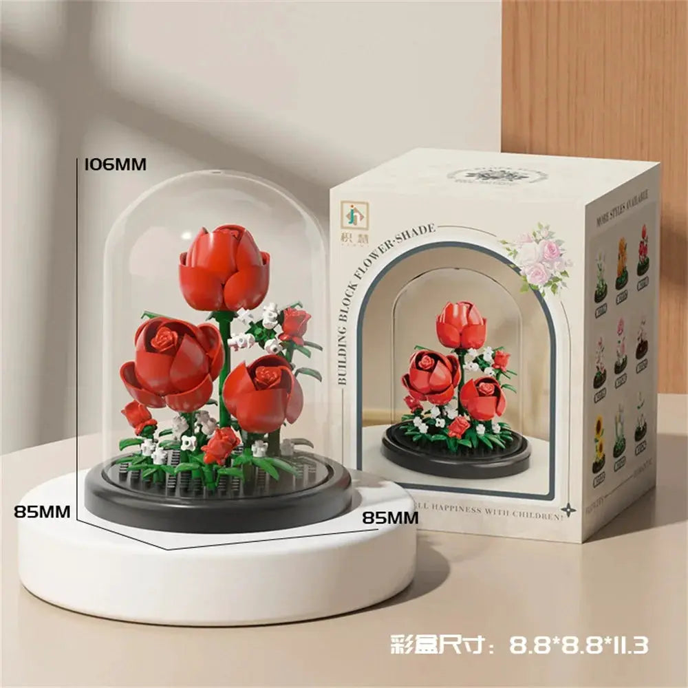 Eternal Flower Bouquet Bonsai Micro Building Blocks Model Home Decoration Puzzle Toy Gift For Kids Birthday Christmas