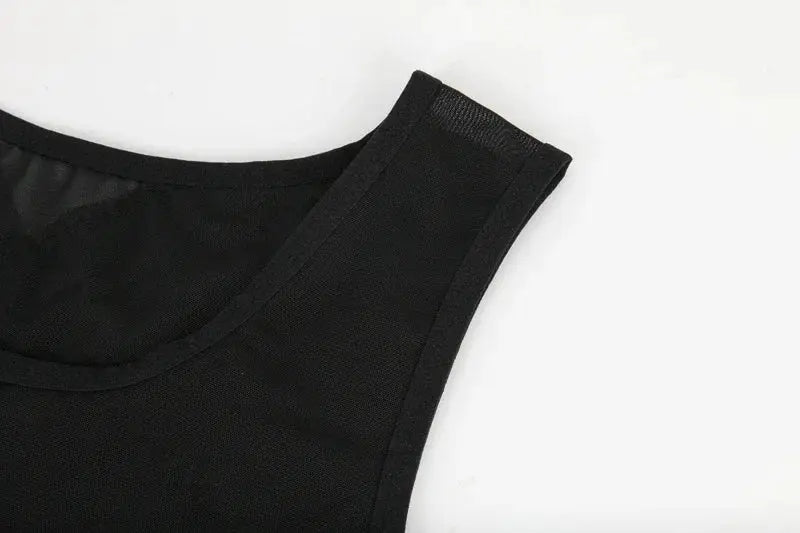 Mens black sleeveless body shaper vest; compression undershirt with tummy control