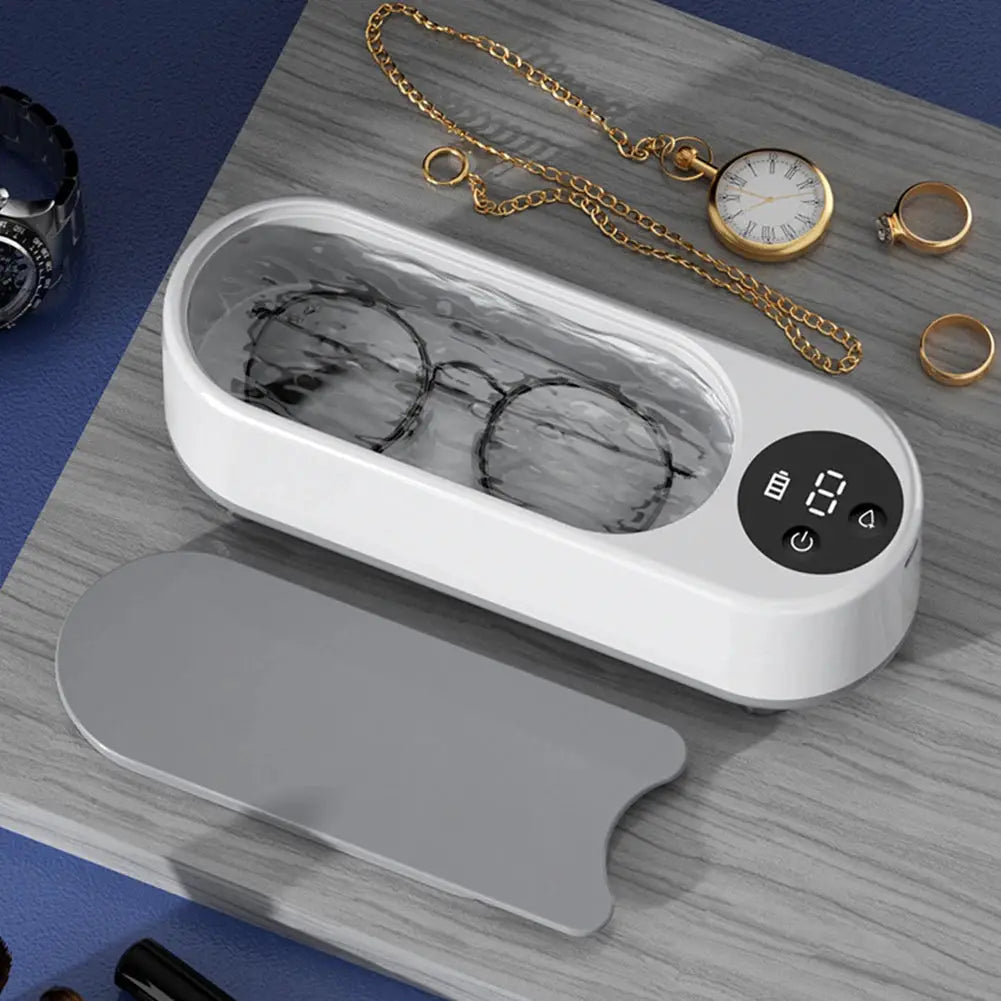 Ultrasonic Jewelry Cleaner Machine Multifunctional Portable USB Rechargeable Glasses Rings Necklaces Watches Retainers