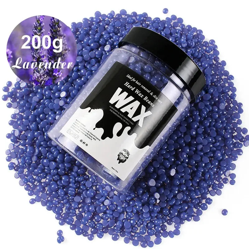 Lavender 200g hard wax beads for depilatory waxing, compatible with heating wax machines for bikini, face, legs and body