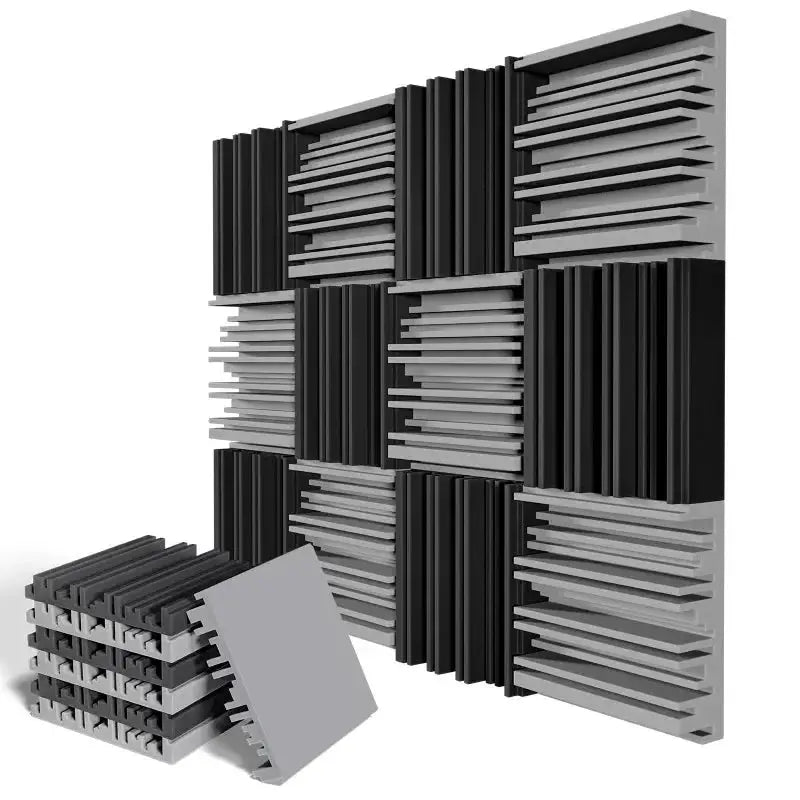 Make Friend 24Pcs studio acoustic foam panels, 25x25x5 cm, 12 black and 12 grey by Simples Market