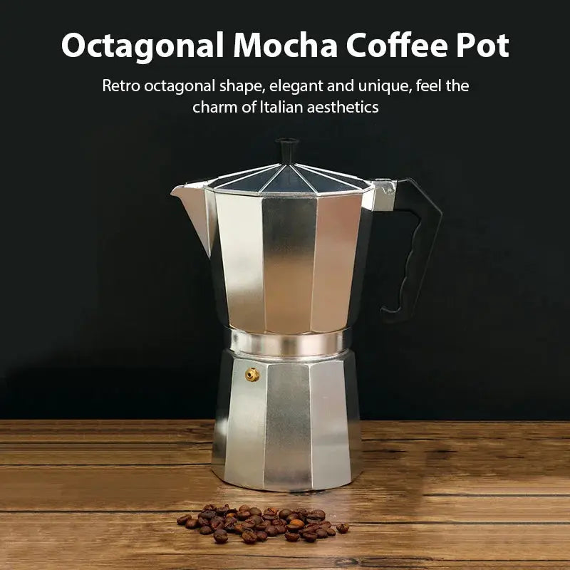 Velare Aluminum Moka Pot Octagonal Italian Espresso Coffee Maker For Home Office Travel Camping
