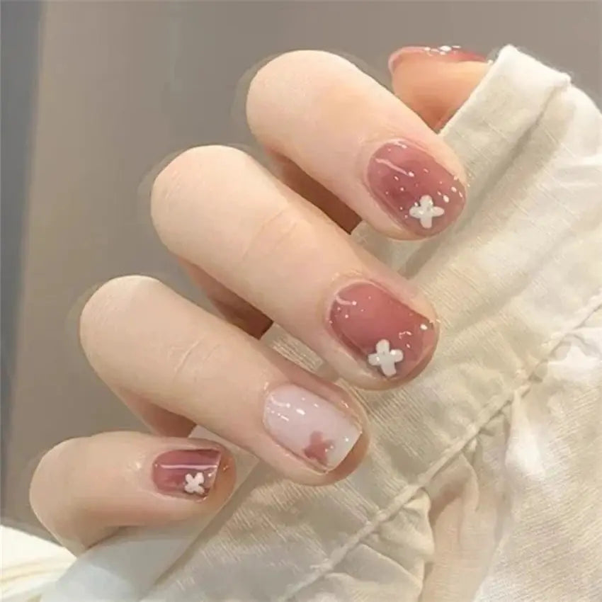 GlamNails Ultra Thin Press On Nails Full Set 24 Pieces Round Head Coffin Shape Durable Flawless Manicure