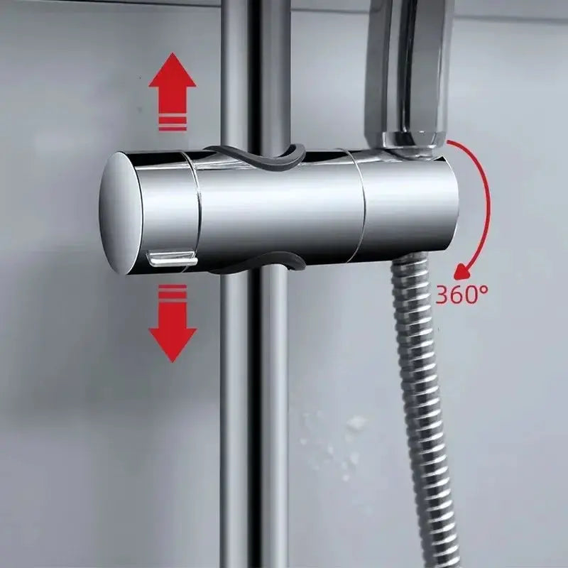Simples Market chrome ABS universal shower head rail holder, adjustable 18–25mm, 360° swivel
