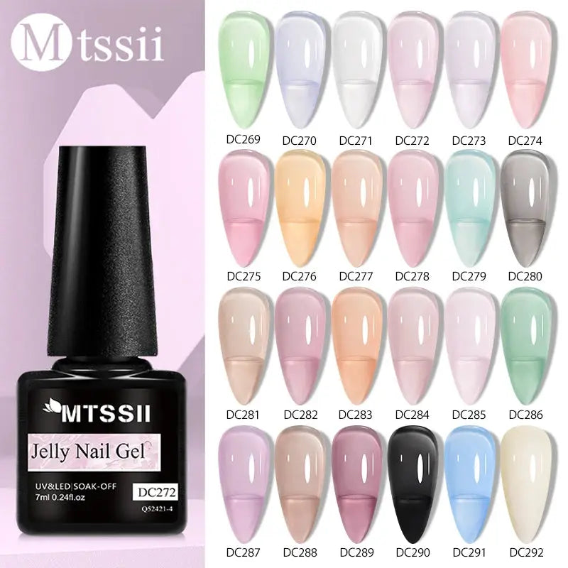 MTSSII Jelly Gel Nail Polish kit, 6-piece jelly color set with pink, green, blue and black UV gel varnish by Simples Market