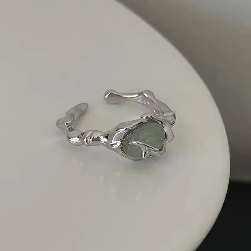 925 Sterling Silver Double Layer Water Drop Ring For Women With Square Zircon Adjustable Index Finger Jewelry Gift