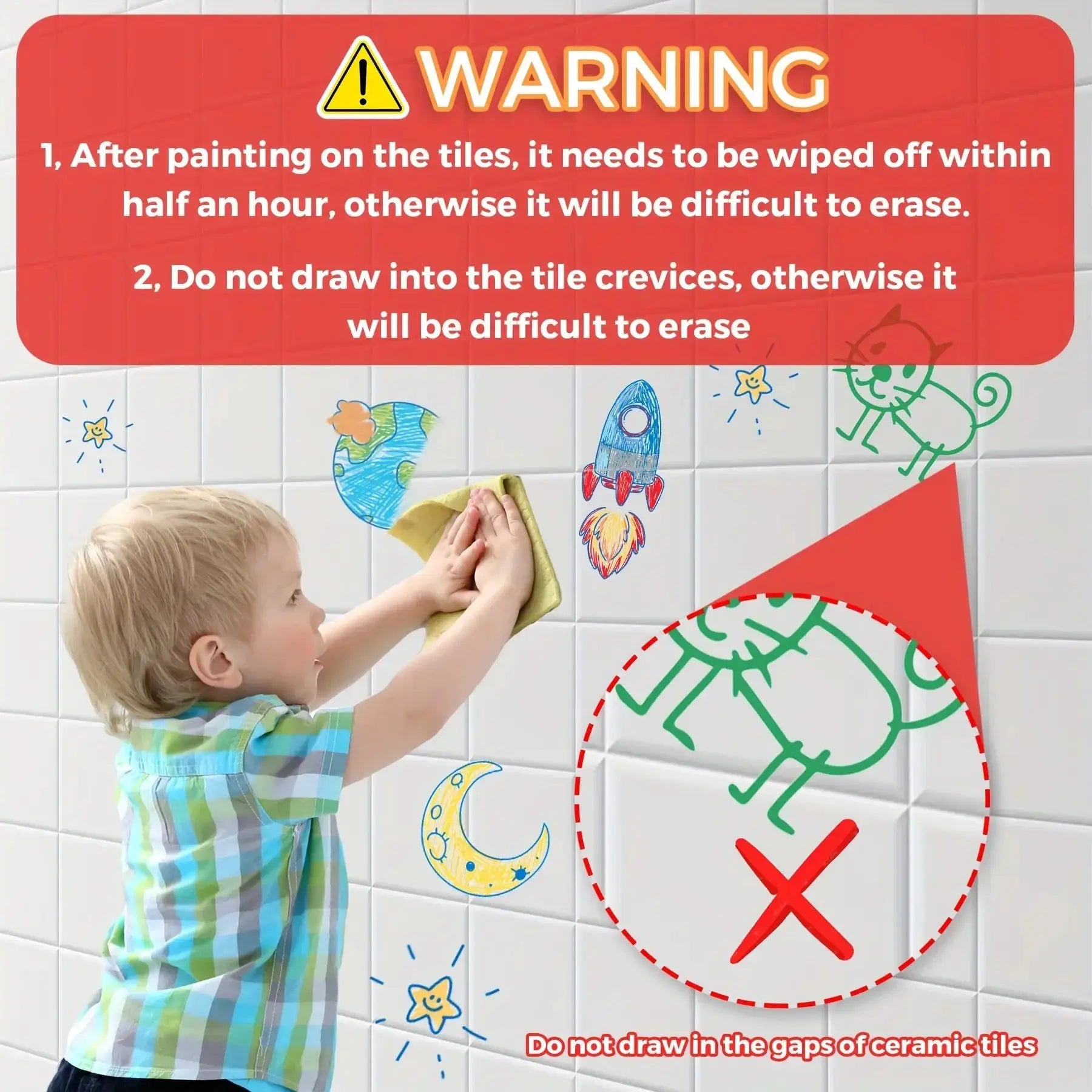 Simples Market Washable Bath Crayons Set for kids; colorful bathtub markers used on tiled wall