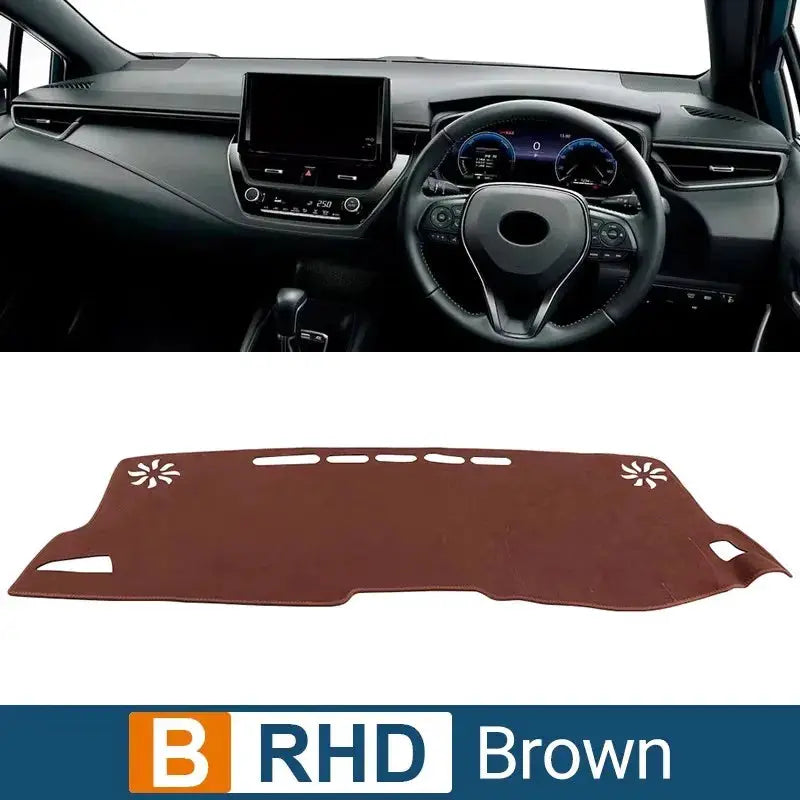 Dashboard sun shade cover brown for Toyota Corolla E210 (2019–2025), Simples Market non-slip mat accessory.