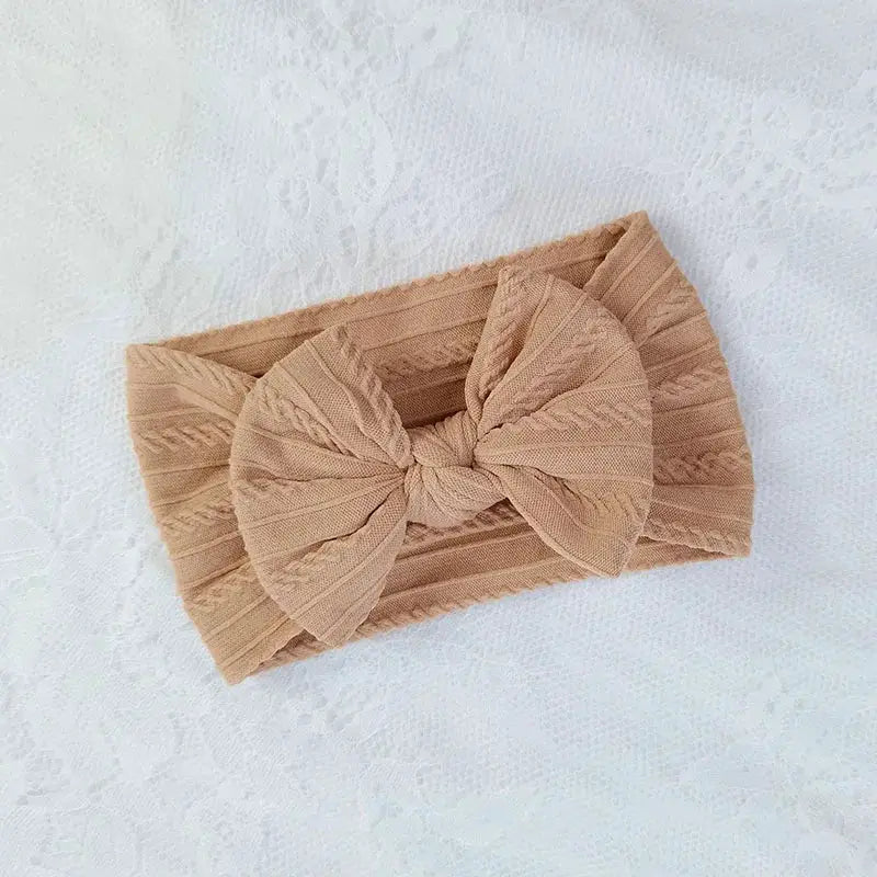 3 Pieces Solid Color Baby Headbands Set With Bow Elastic Nylon Newborn Turban Headwrap Hair Accessories For Kids