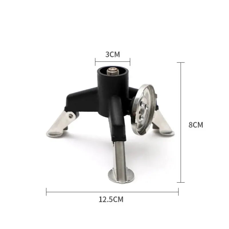 Simples Market camping gas stove adapter tripod stand, folding, stainless steel, 12.5 cm wide base, 8 cm tall