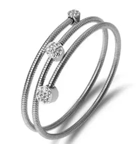 Stainless Steel Zirconia Bracelet For Women Fashion Jewelry Bangles Elegant Accessory