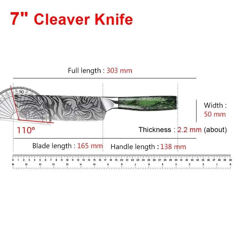 Hikari Japanese Laser Damascus Kitchen Knife Versatile Utility Chef Knife for Meat Fruit Bread Vegetables