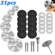 31Pc HSS Cutting Discs Set For Circular Saw And Mini Drill Rotary Tool Multi Size Blades For Cutting Metal Wood Stone PVC