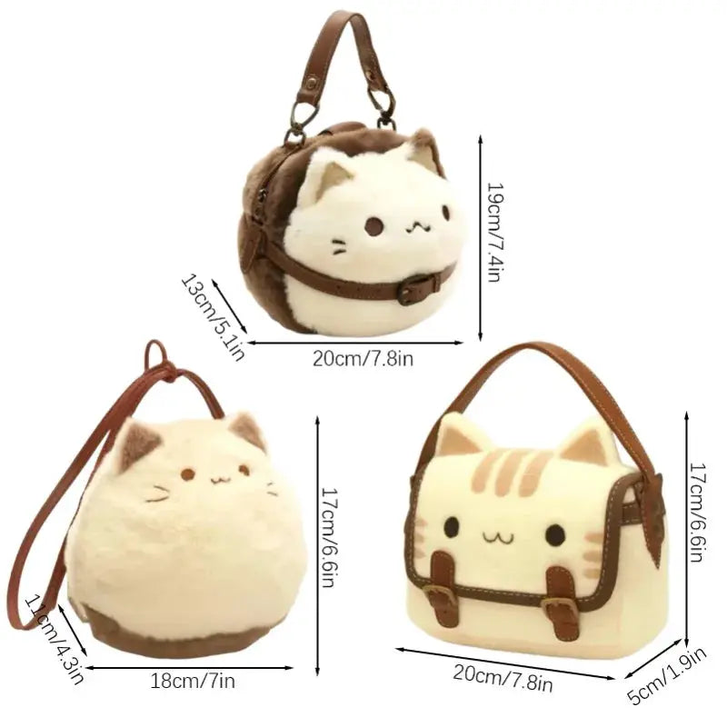 Plush Pals Cute Cat Handbag For Kids With Large Capacity Shoulder Bag Crafted From Soft Cotton Plush