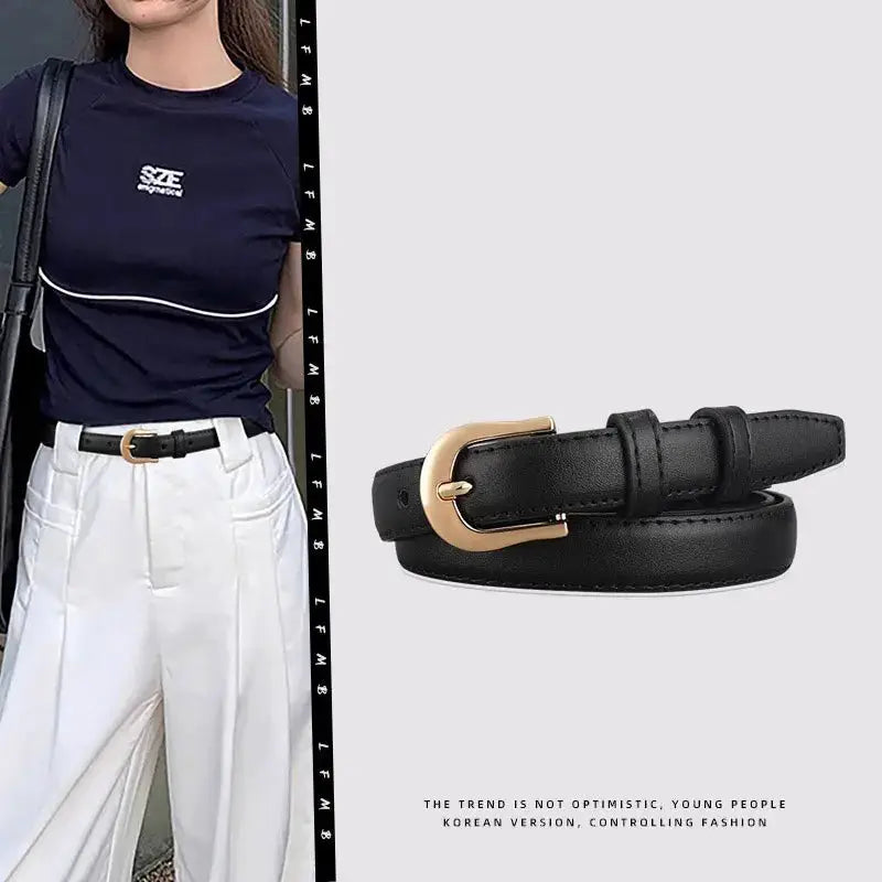 NovaWear Summer Brown PU Leather Belt 2 Cm Wide For Western Pants Versatile Accessory