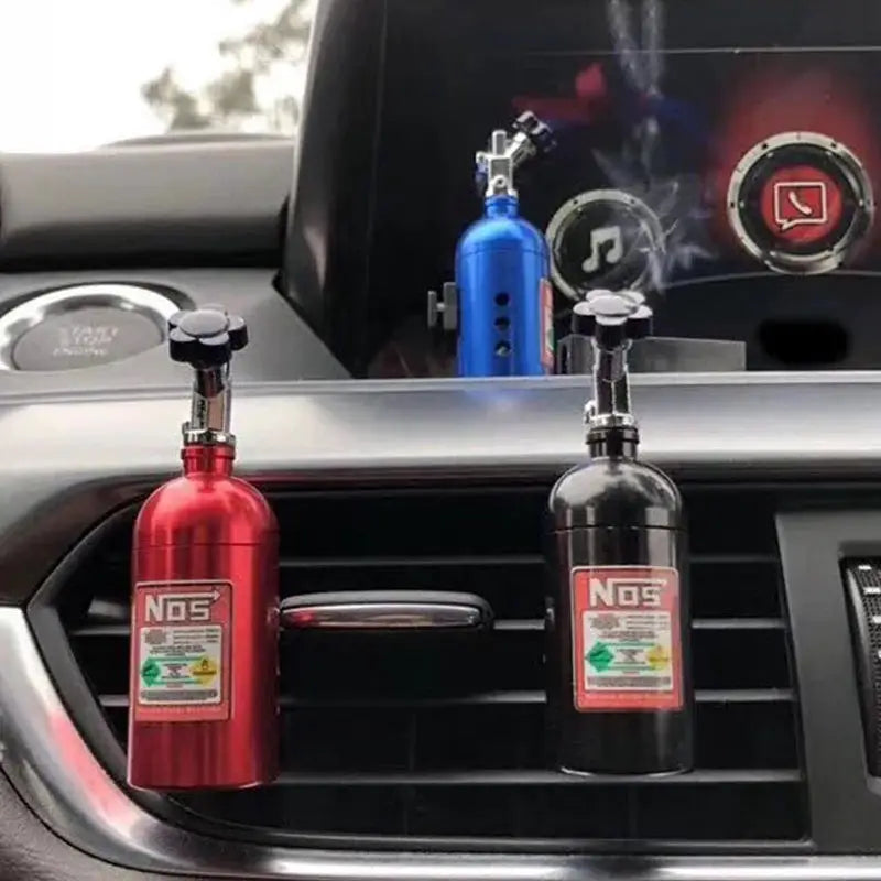 NOS Nitrogen Bottle Car Air Freshener Lemon Scent Vent Clip Aroma Decor Accessory