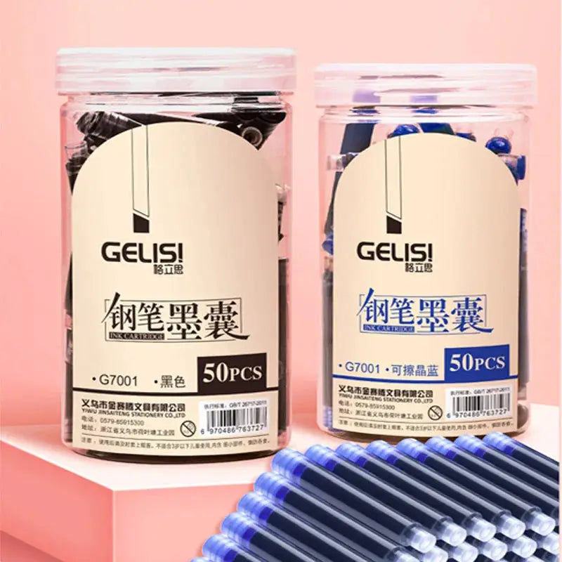 Two GELIS! fountain pen ink jars, 50pcs each, black and blue, Simples Market