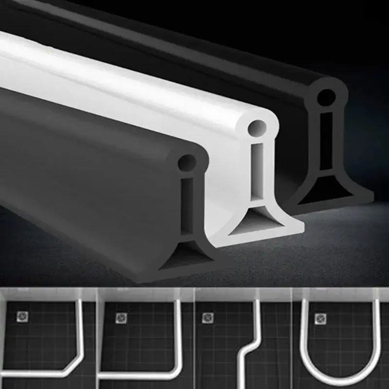 Bathroom silicone bendable water-retaining strip; Simples Market, black/white/gray barrier for shower and kitchen