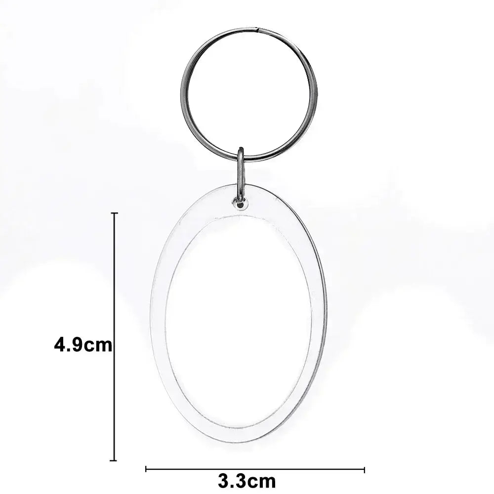 Transparent Rectangle Acrylic Photo Frame Keychain with Blank Insert for Photos DIY Split Ring Key Ring 2035