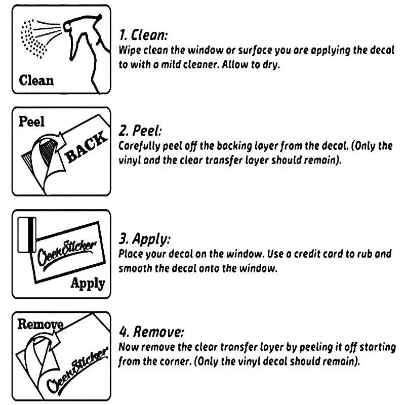 Car interior PU leather braid trim sticker by Simples Market installation guide with Clean, Peel, Apply, Remove steps