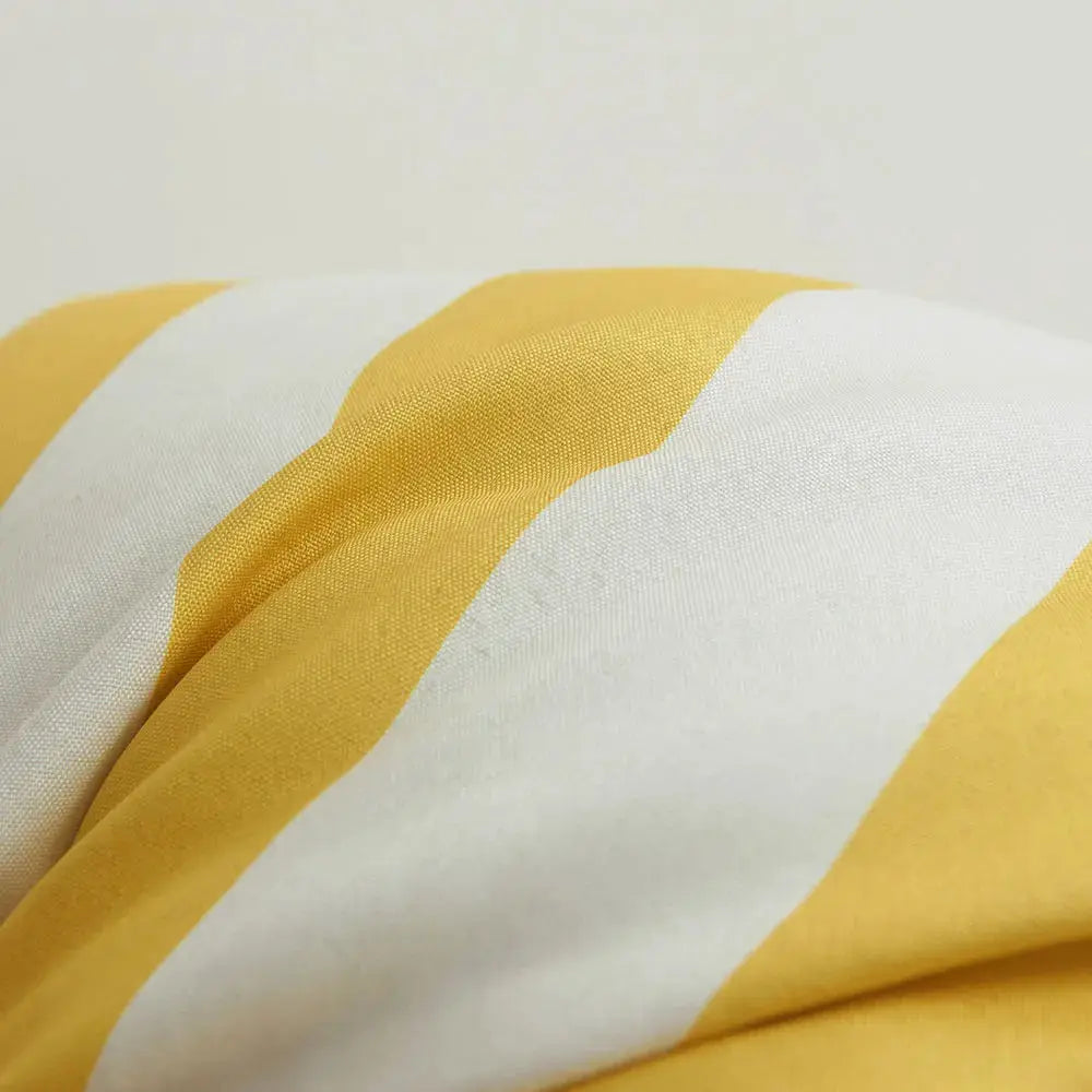 Waterproof outdoor pillow cover with yellow and white stripes for couch or sofa