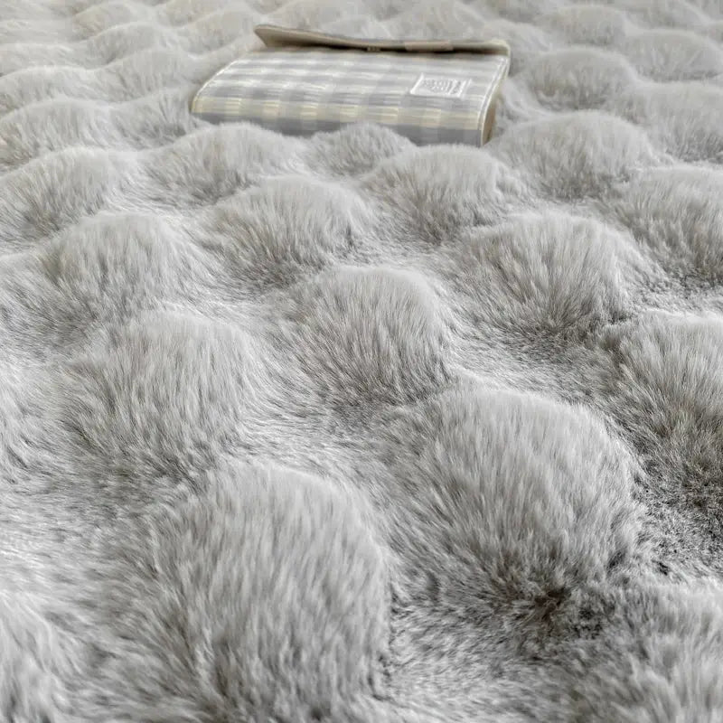 2pc fluffy plush pillowcases, Simples Market, gray rabbit fleece, 48x74cm winter decorative covers